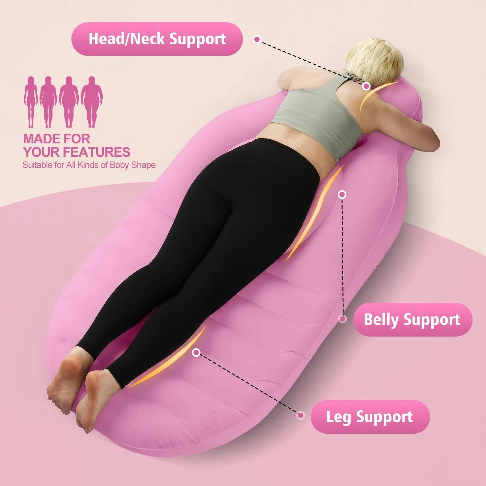 Inflatable Pregnancy Pillow with Belly Hole - Sleeping Mat